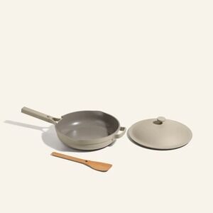 Our Place Large Always Pan Steam Gray 12.5" Ceramic Non Stick 3 Piece 4 Quart